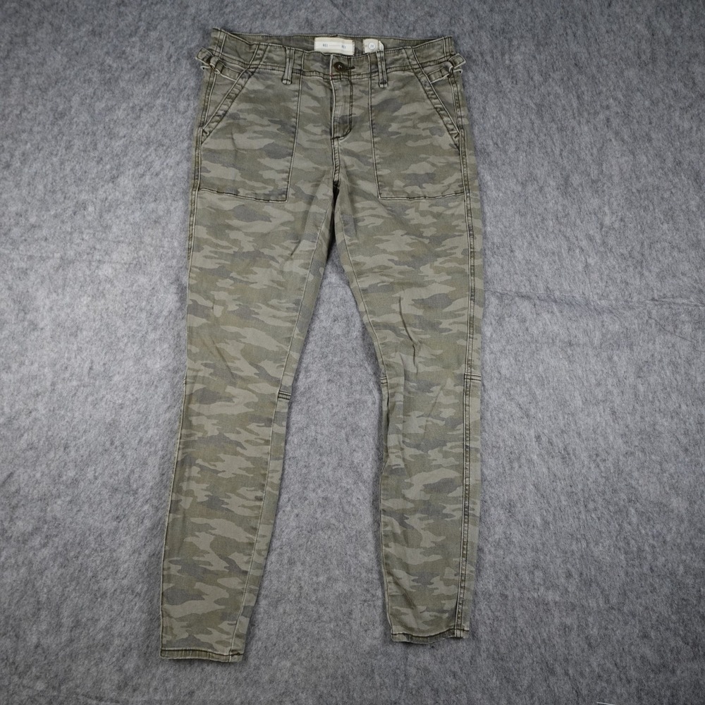 Hei Hei Pants Women 26 Green Camo Skinny Utility Side Cinch Buckle Cargo